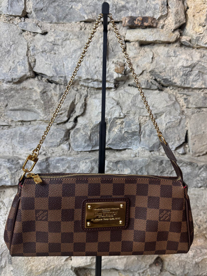 Louis Vuitton Eva Damier Pochette + Schulterriemen – Damier Ebène Canvas