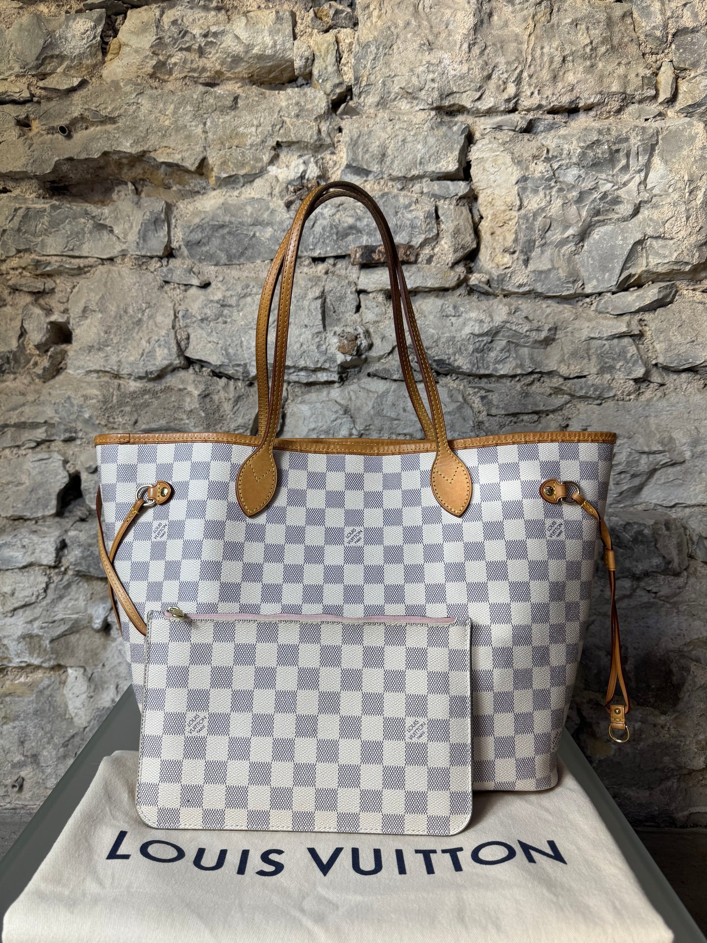 Louis Vuitton Neverfull MM – Damier Azur mit Pochette