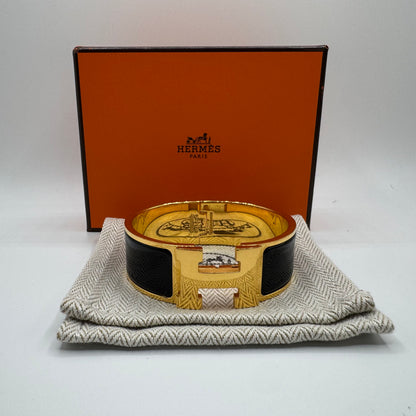 Hermès Clic Clac H Armreif Schwarz Gold GM