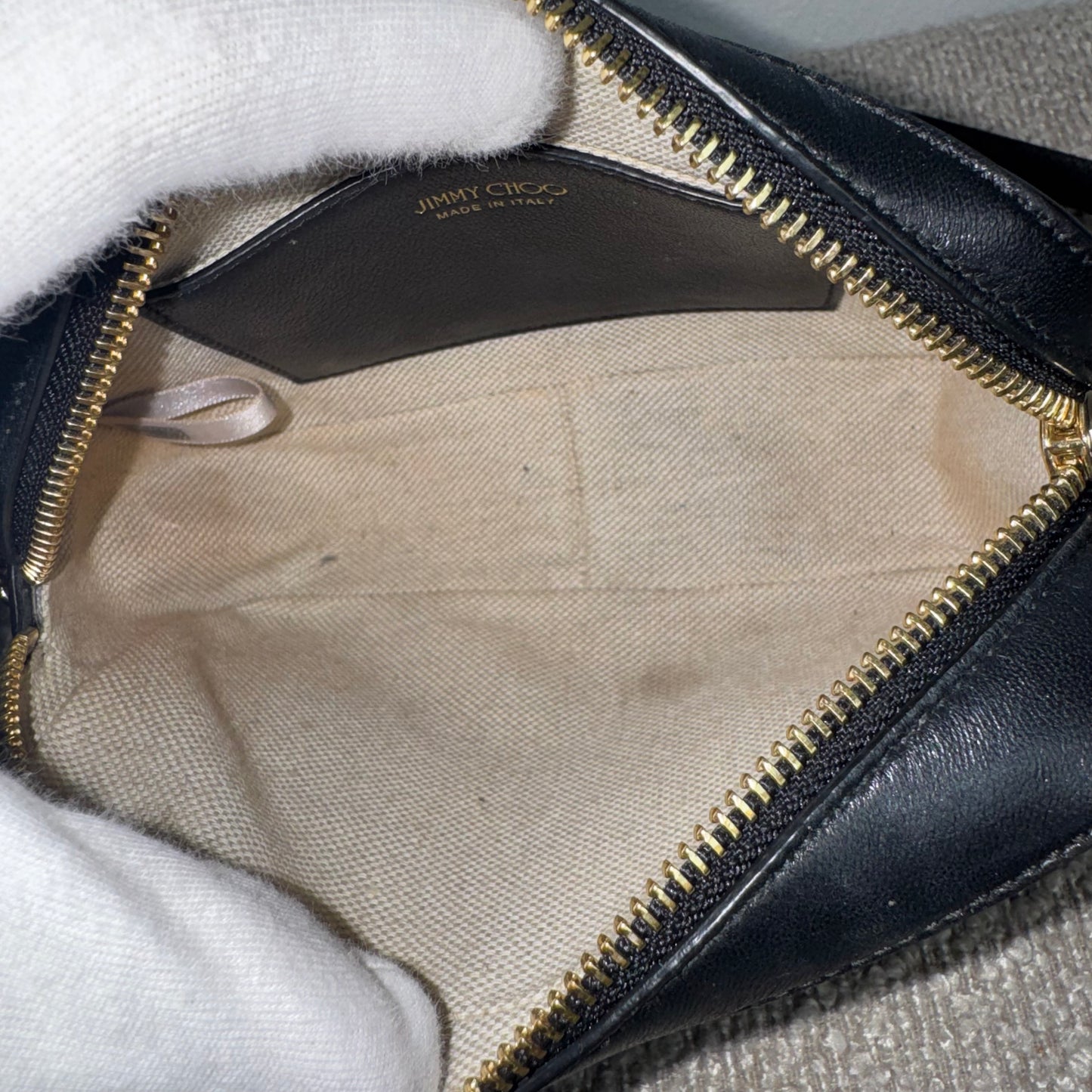 Jimmy Choo „Hali“ Grained Leather Camera Bag Schwarz