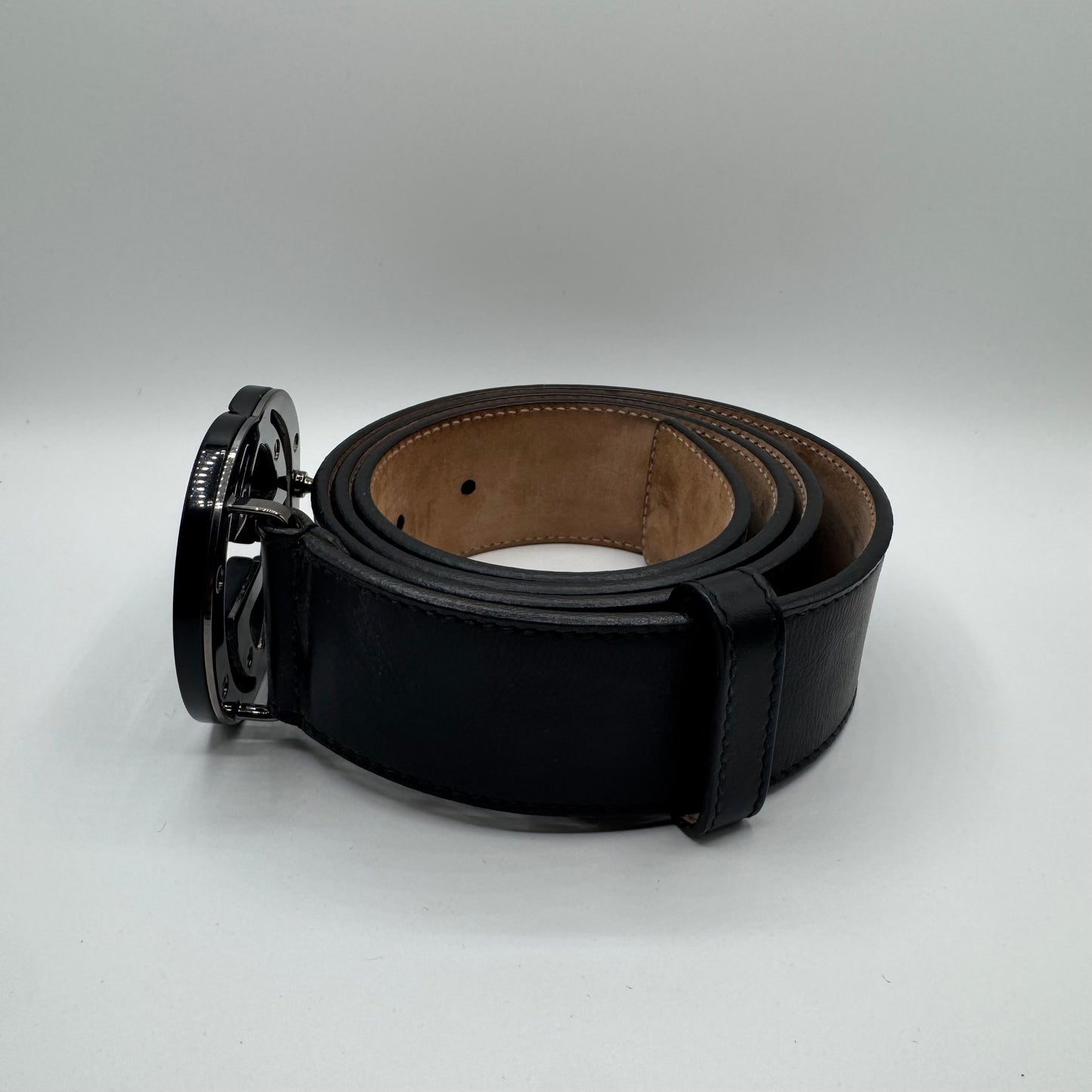 Gucci Interlocking G Buckle Gürtel Leder Schwarz Gr. 95/38 (223891)