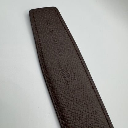 Hermès Gürtel H Striée – Wendbarer Gürtelriemen Schwarz / Ébène