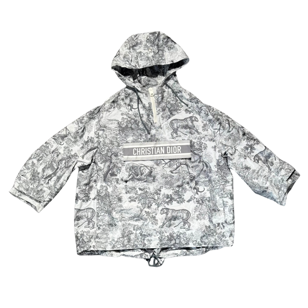Christian Dior Toile de Jouy Sauvage Hooded Anorak Grey & White Taffeta Gr. XS