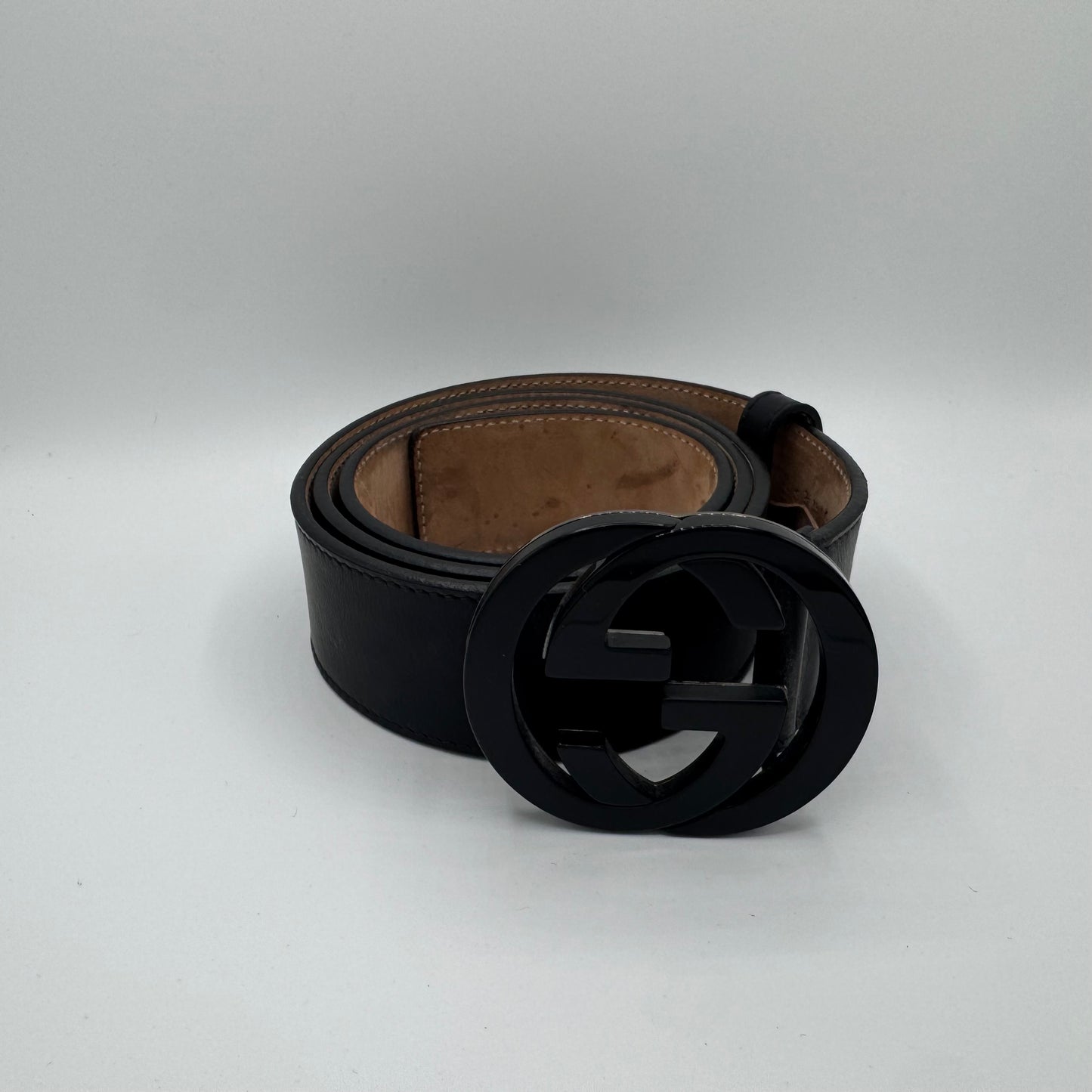 Gucci Interlocking G Buckle Gürtel Leder Schwarz Gr. 95/38 (223891)