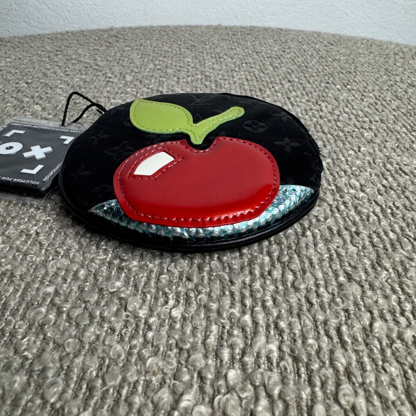 Louis Vuitton Conte de Fées Apple Round Coin Purse – Black Satin Monogram