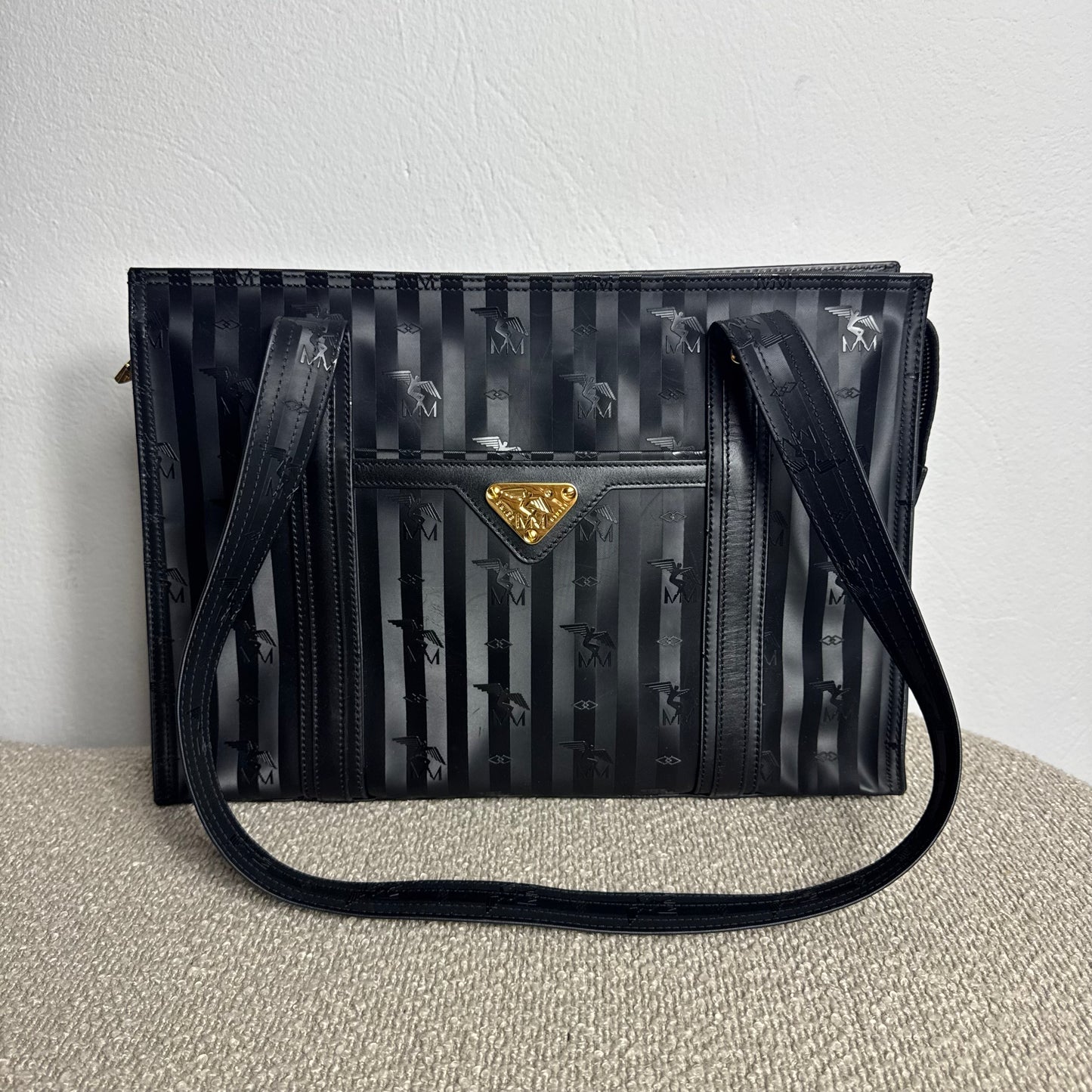 Maison Mollerus großer Vintage Shopper Schwarz/Gold