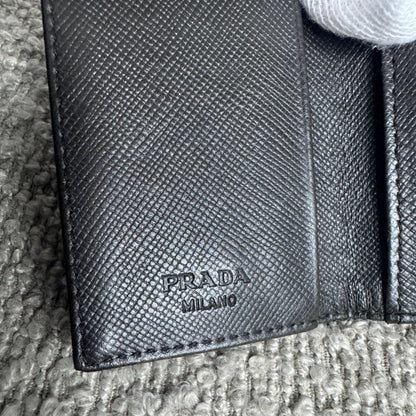 PRADA Nylon Schlüssel-Etui 6-fach Schwarz Saffiano
