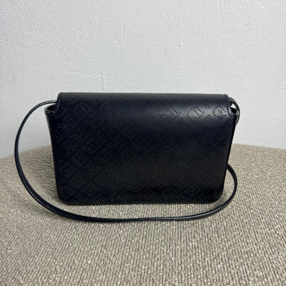 Burberry Perforated Leder Flap Shoulder Bag Schwarz