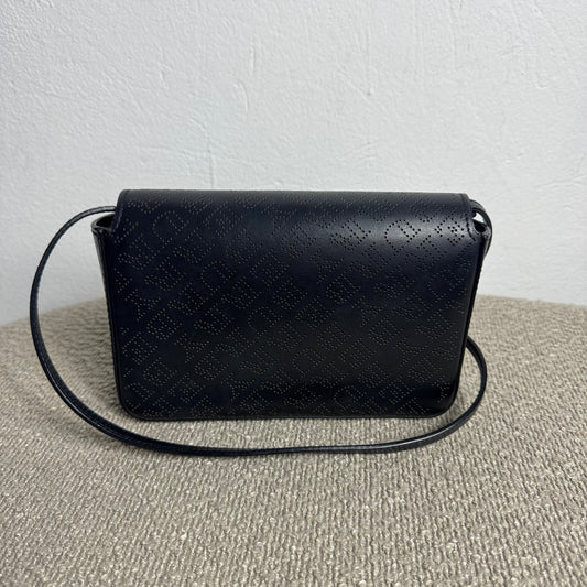Burberry Perforated Leder Flap Shoulder Bag Schwarz