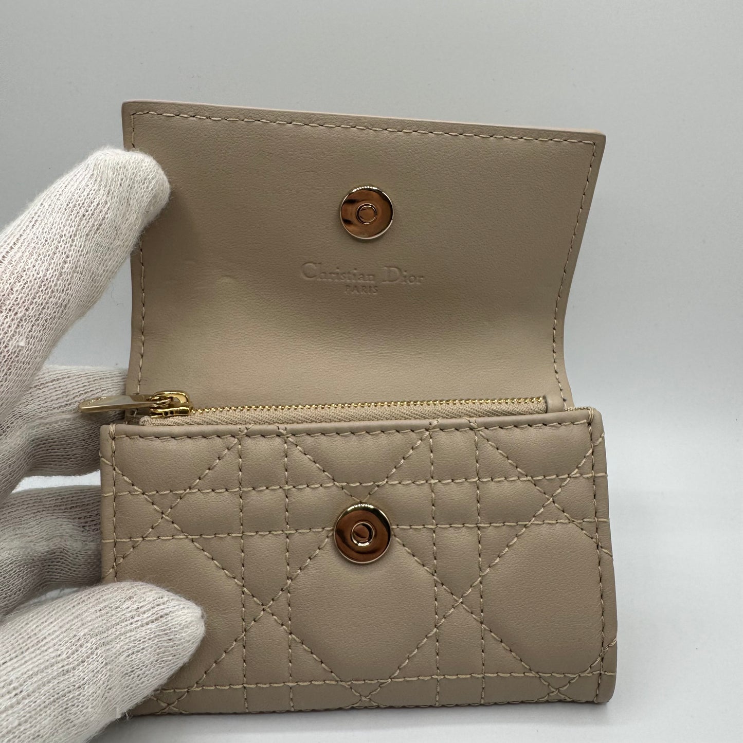 Dior My Dior Glycine Portemonnaie Cannage Lammleder Puderbeige