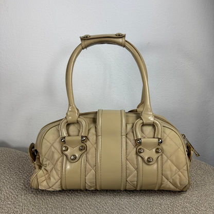 Burberry Quilted Satin & Leder Satchel Bag – Beige