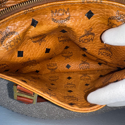 MCM Monogram Visetos Boston Bag Cognac