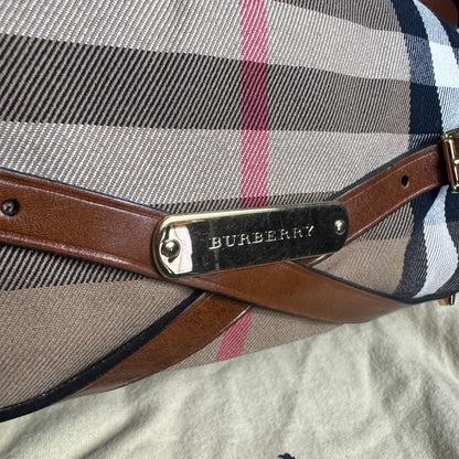 Burberry Heritage House Check Canvas Bonded Leather Manor Bag