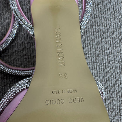 Mach &amp; Mach Double Bow Crystal Slingback Pumps – Rosa Gr. 39