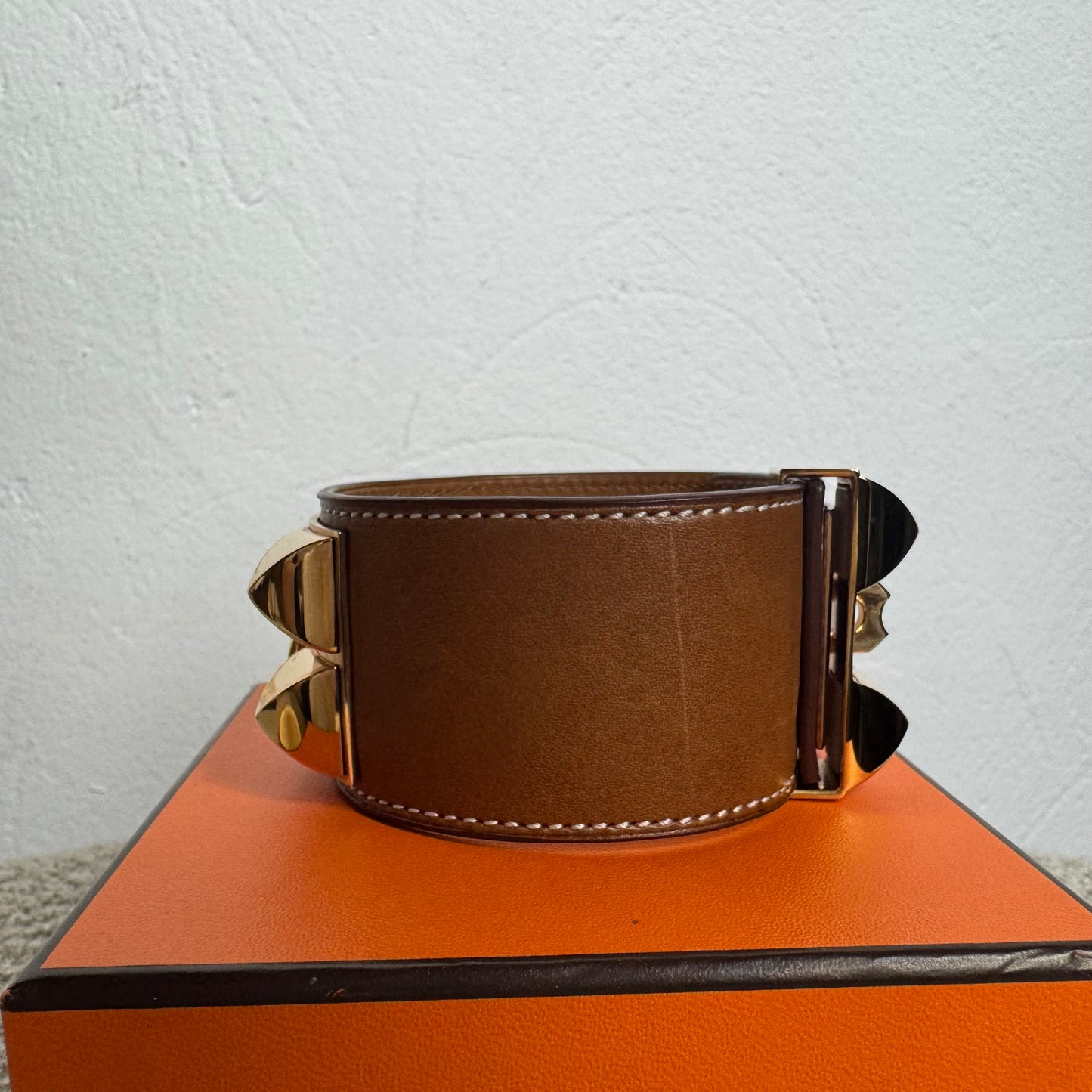 Hermès Collier de Chien Armband Fauve / Gelbgold – Gr. T4 (L)