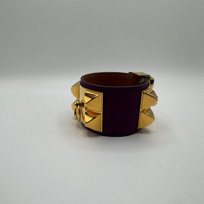 Hermès Collier de Chien (CDC) Armband Lila Gold – Größe T2 / S