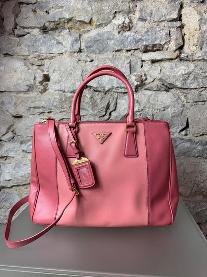 Prada Galleria Saffiano Colorblock Handtasche – Rosa