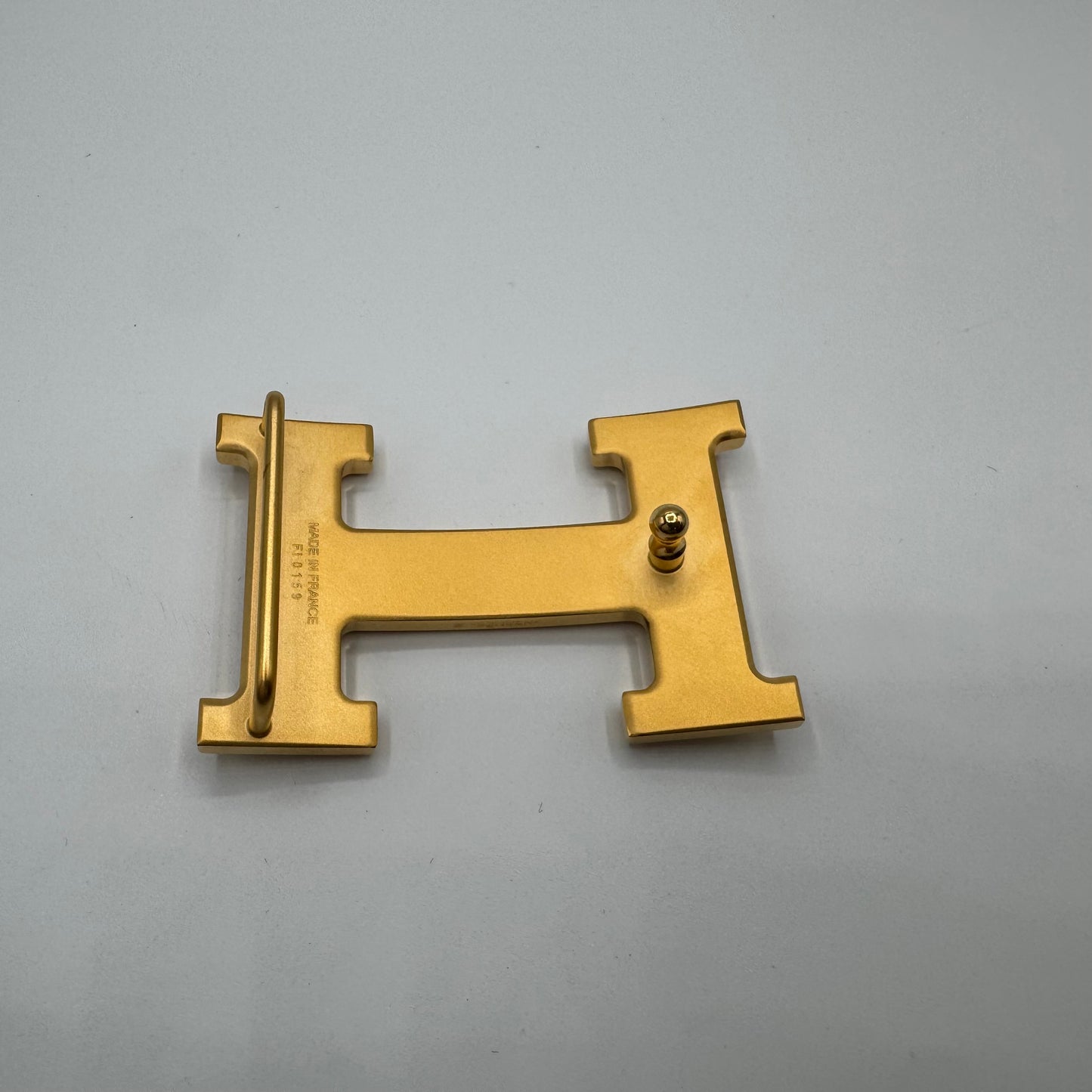 Hermès H Gürtelschließe Goldfarben mit wendbarem Lederriemen Rouge Radieux / Rosa