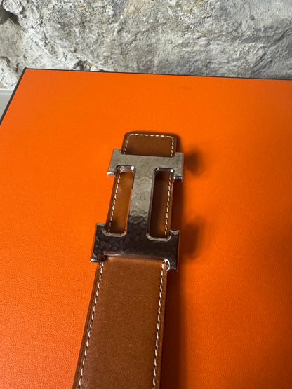 Hermès Gürtelschließe H Martelée & Wendbarer Gürtelriemen