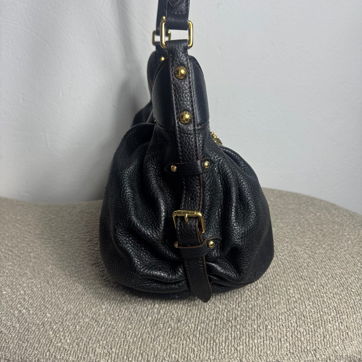 Louis Vuitton Mahina XS Noir Perforated Hobo Bag