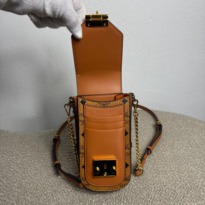 MCM Crossbody Phone Case Visetos Cognac