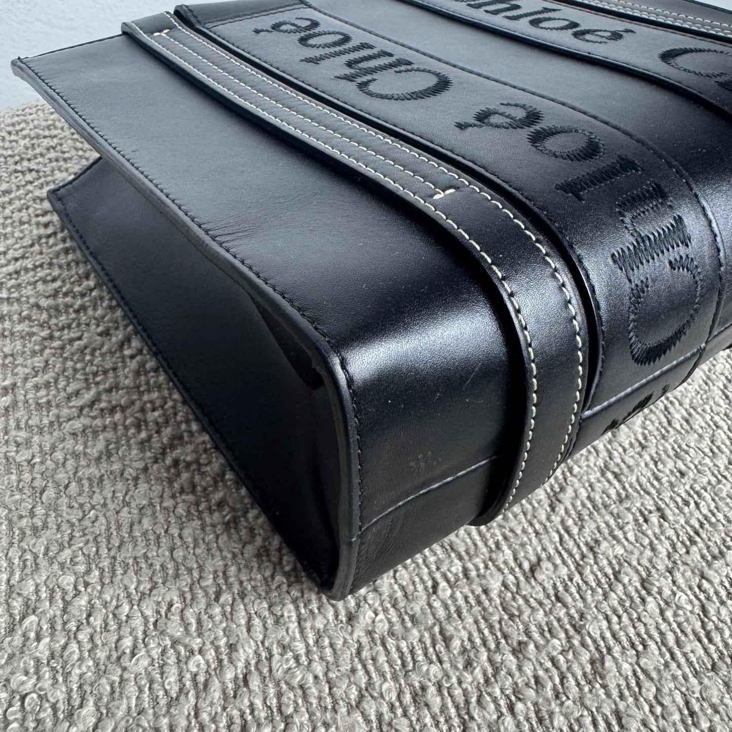 Chloé Woody Small Schultertasche Leder Schwarz