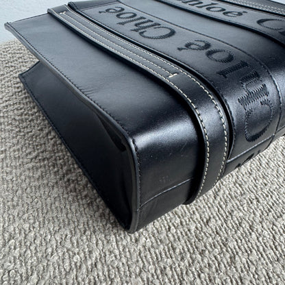 Chloé Woody Small Schultertasche Leder Schwarz