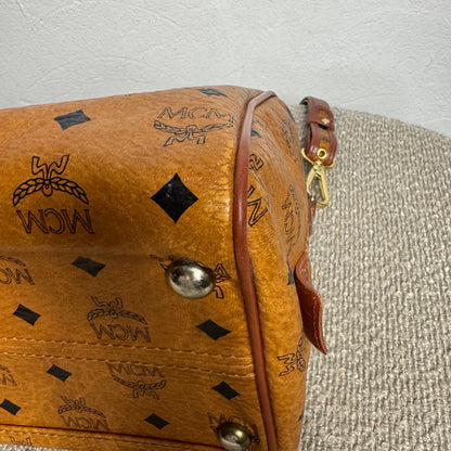 MCM Monogram Visetos Boston Bag Cognac