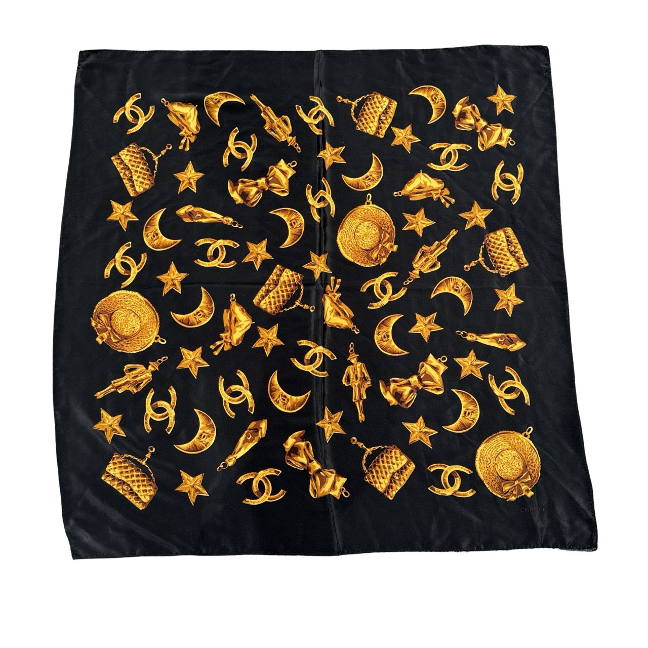 Chanel Seidentuch Schwarz / Gold