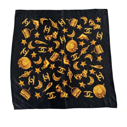 Chanel Seidentuch Schwarz / Gold