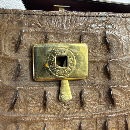 Delvaux Breveté Vintage Handtasche – Braun in Krokodiloptik