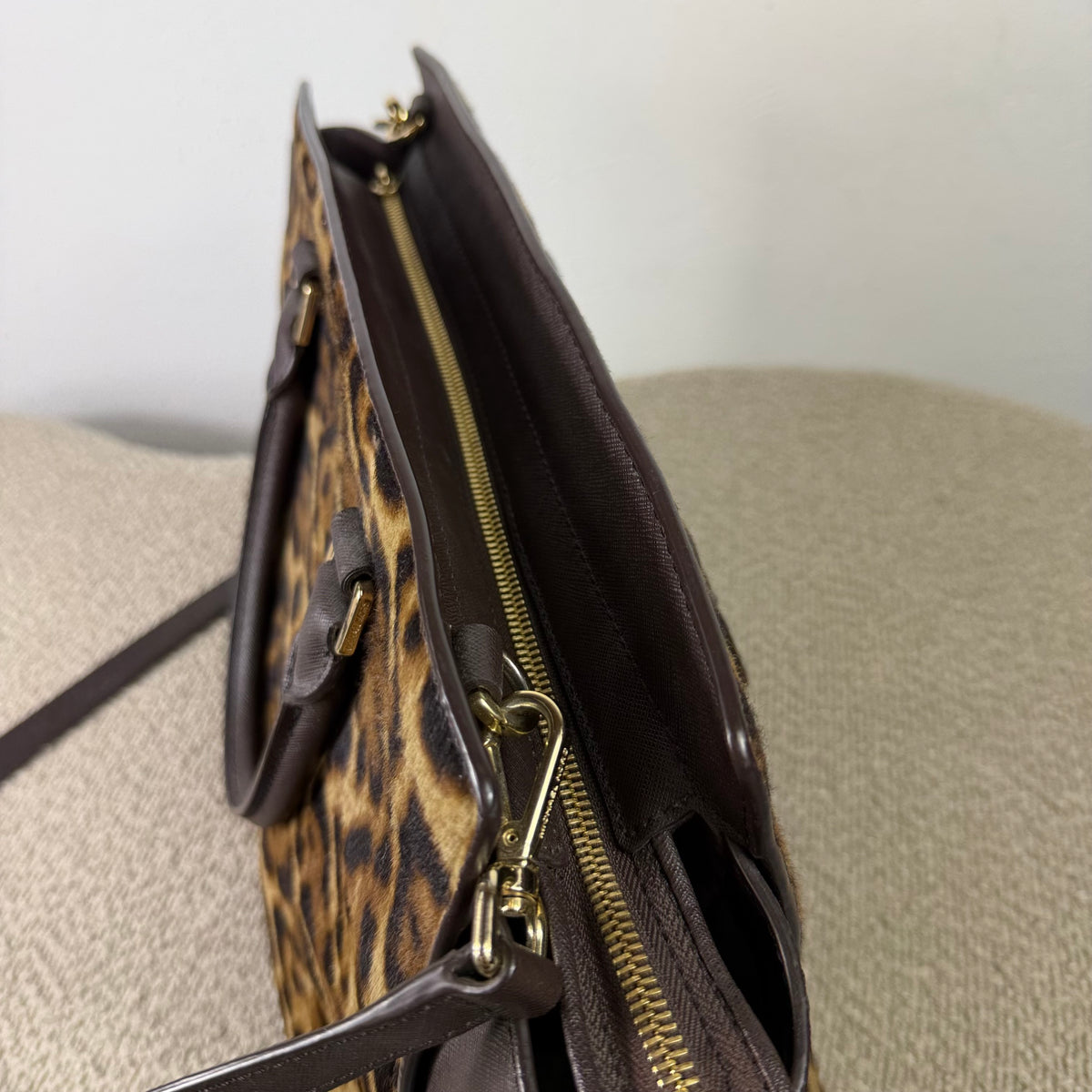 Michael Kors Shopper – Leo-Print Braun mit Felloptik