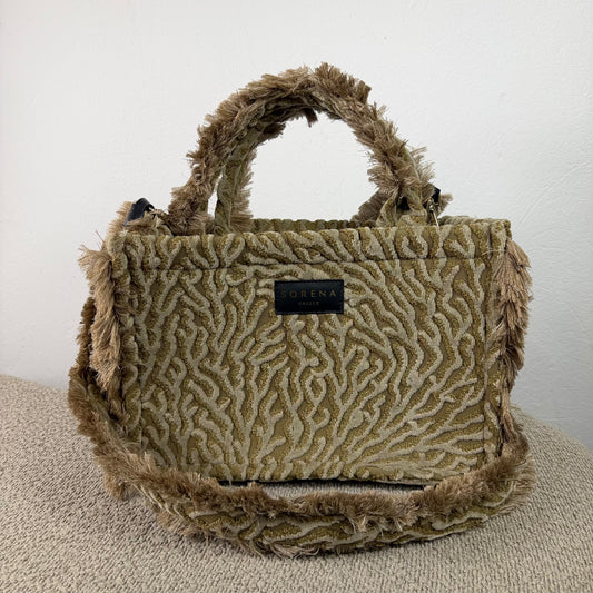 Sorena Greece Handtasche – Beige/Gold mit Strukturmuster
