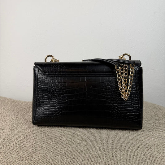 Love Moschino Shoulder Bag – Black with Crocodile Embossing