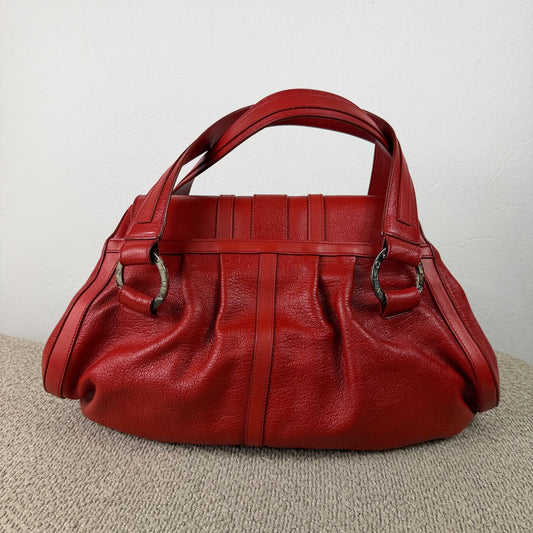 BVLGARI Chandra Flap Tote – Rotes Leder