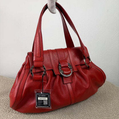 BVLGARI Chandra Flap Tote – Rotes Leder