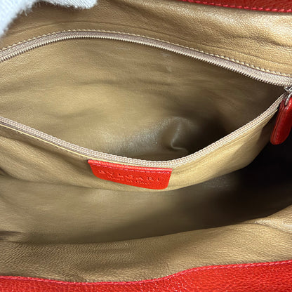 BVLGARI Chandra Flap Tote – Rotes Leder