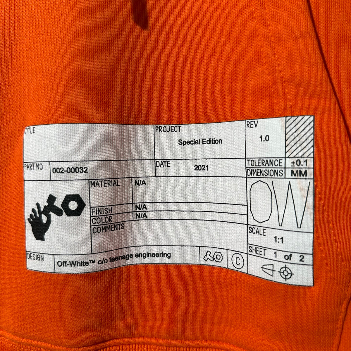 Off-White x Teenage Engineering Hoodie Orange – Limited Edition by Virgil Abloh