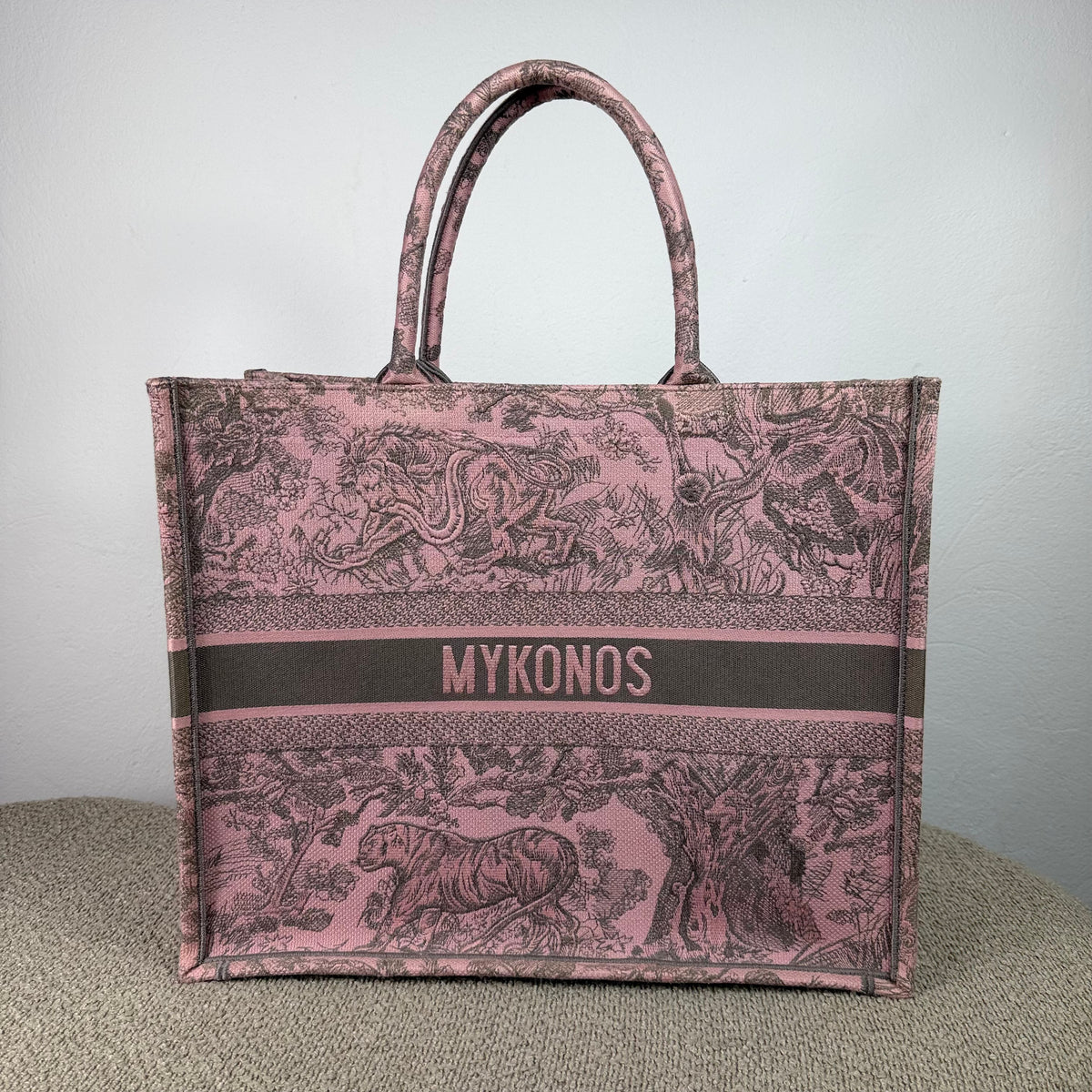 Christian Dior Book Tote - Mykonos Toile de Jouy Embroidered Pink