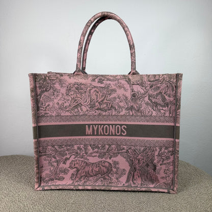 Christian Dior Book Tote - Mykonos Toile de Jouy Embroidered Pink