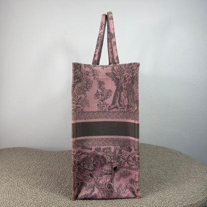 Christian Dior Book Tote - Mykonos Toile de Jouy Embroidered Pink