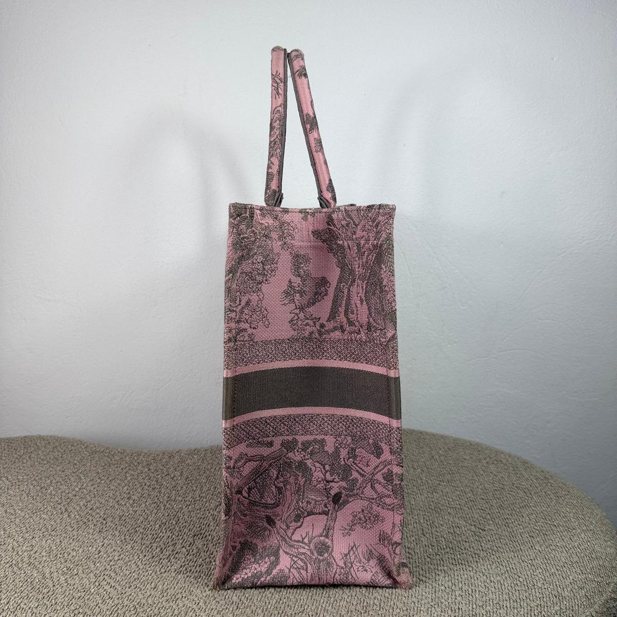 Christian Dior Book Tote - Mykonos Toile de Jouy Embroidered Pink