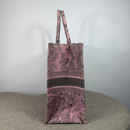 Christian Dior Book Tote - Mykonos Toile de Jouy Embroidered Pink