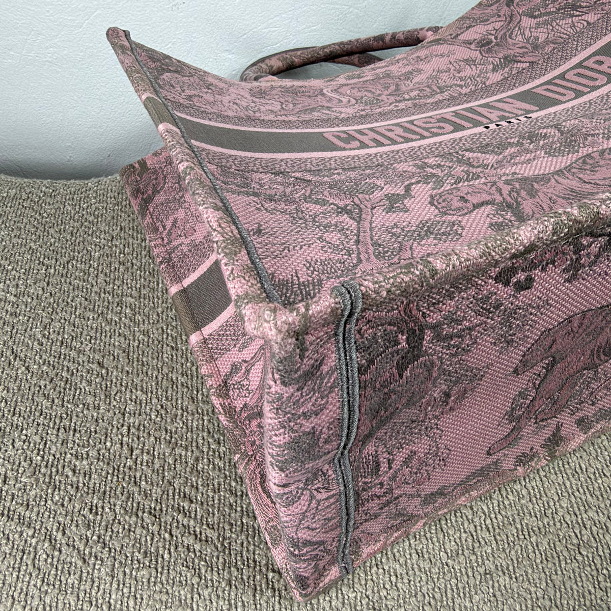 Christian Dior Book Tote - Mykonos Toile de Jouy Embroidered Pink