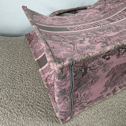 Christian Dior Book Tote - Mykonos Toile de Jouy Embroidered Pink