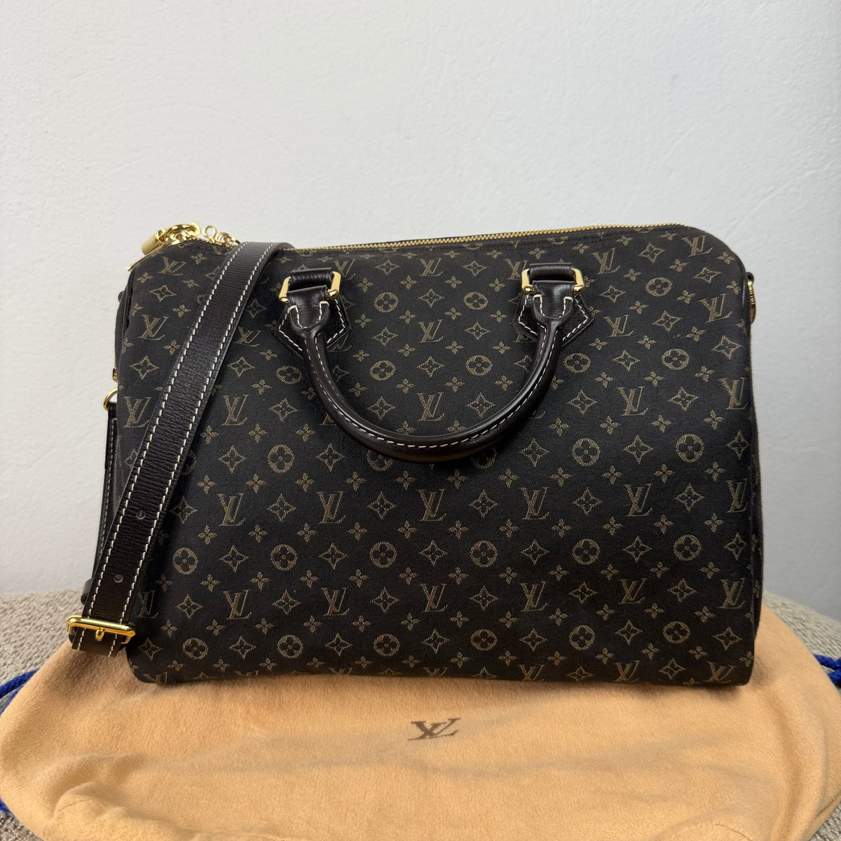 Louis Vuitton Speedy 30 Bandoulière – Mini Lin Monogram Dunkelbraun