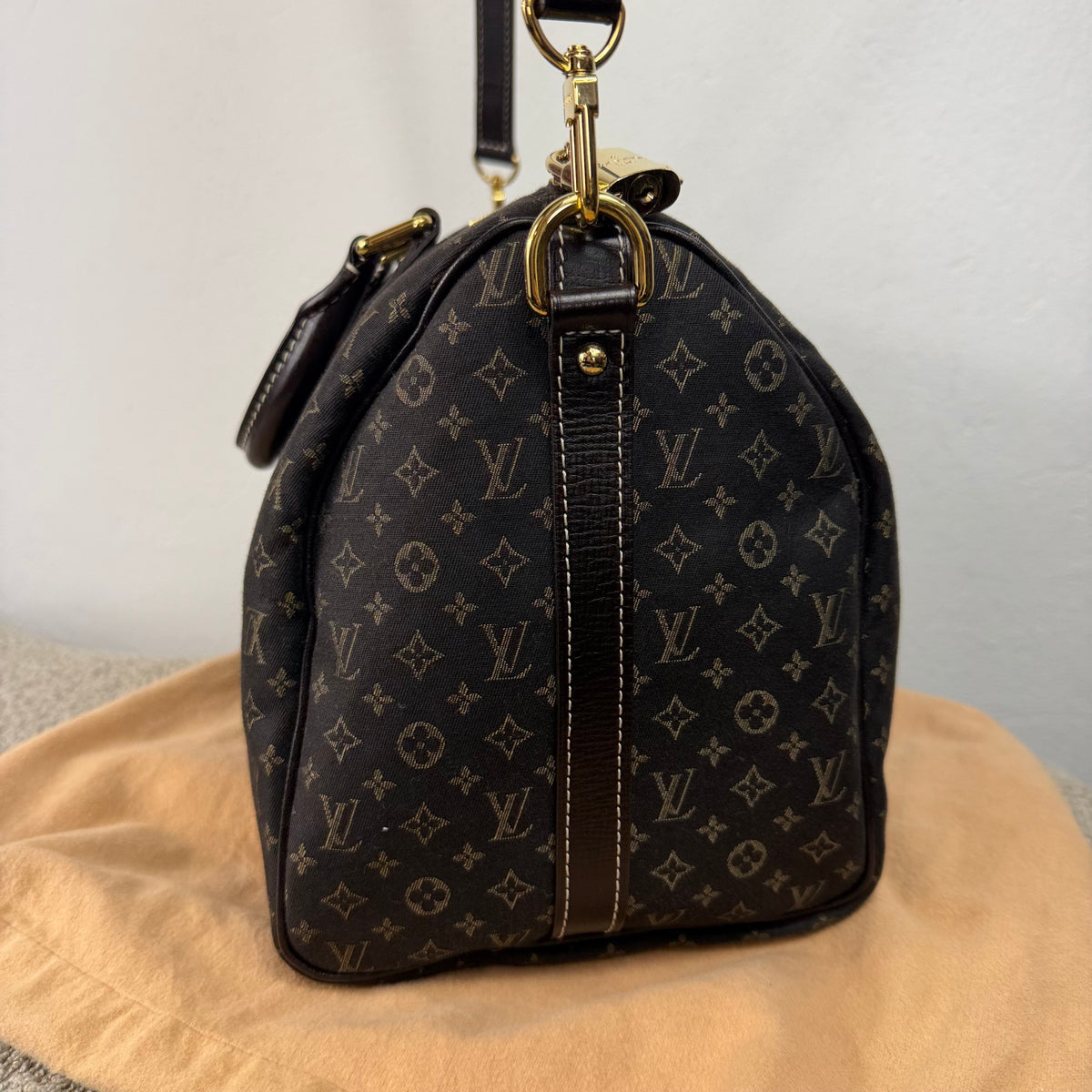 Louis Vuitton Speedy 30 Bandoulière – Mini Lin Monogram Dunkelbraun
