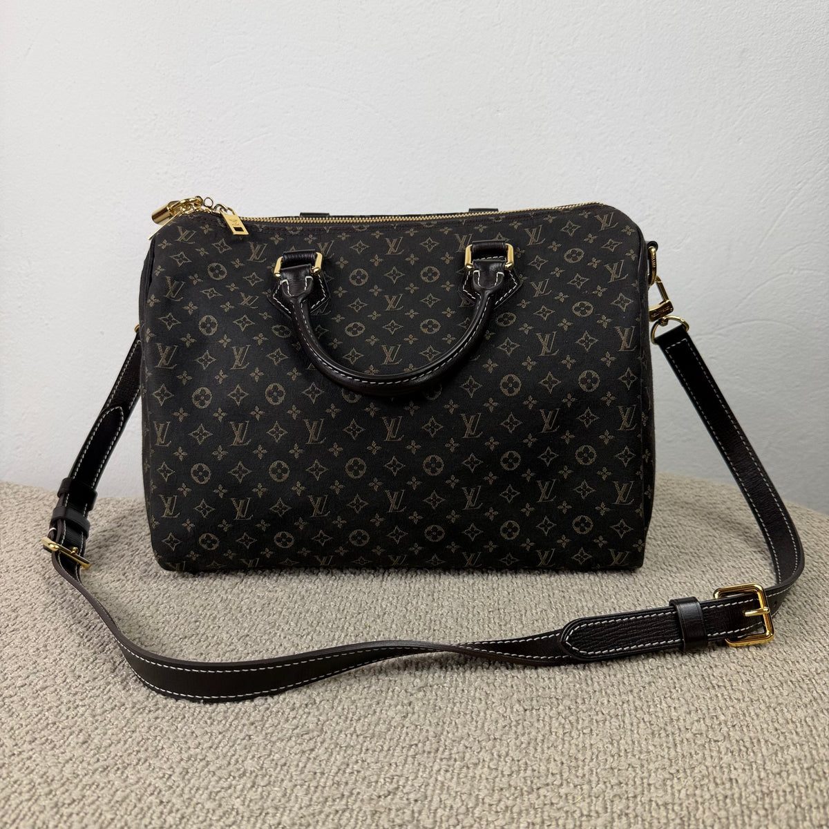 Louis Vuitton Speedy 30 Bandoulière – Mini Lin Monogram Dunkelbraun