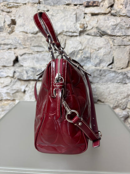 Coach Signature Bordeaux Lackleder Handtasche