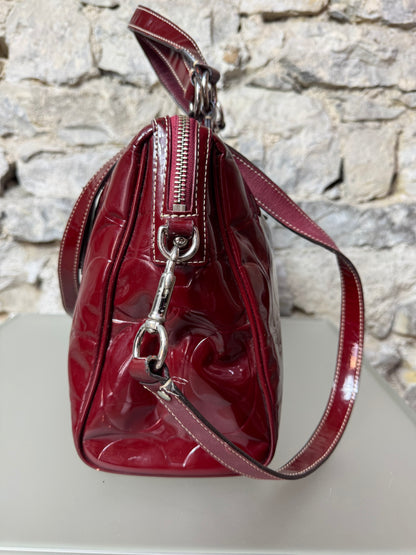 Coach Signature Bordeaux Lackleder Handtasche